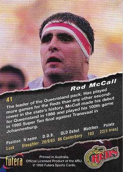 1996 Futera Rugby Union #41 Rod McCall Back